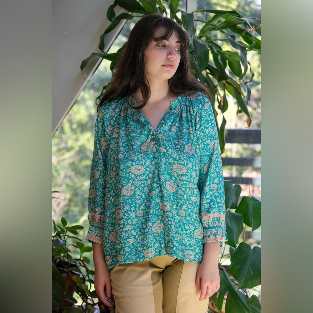 NWT Natalie Martin Silk Remy Top in Amalfi Sea